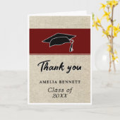 Carte Rustic Red Graduate Casquette Merci de graduation (Fleur jaune)