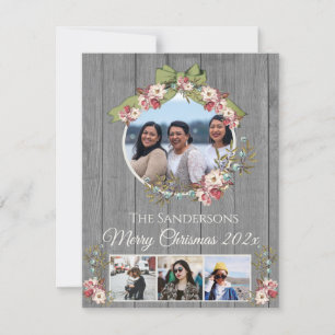 Carte Rustic Romantic Holiday 4 Photo collage Noël