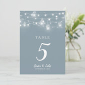 Carte Rustic String Lights Wedding Table Numbers (Debout devant)