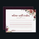 Carte Rustic Summer Floral Mariage<br><div class="desc">Cette carte de conseil aux mariages floraux rustiques est parfaite pour un mariage moderne. Le design est composé de fleurs d'aquarelle bordeaux, roses et rousses avec des feuilles verts dans un arrière - plan verni brun. Ces cartes sont parfaites pour un mariage, une douche nuptiale, un baby shower, une fête...</div>