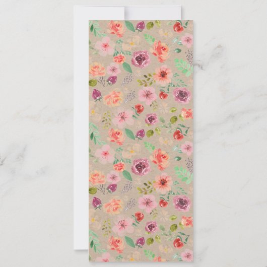 Carte Rustic Summer Floral Mariage Menu (Dos)