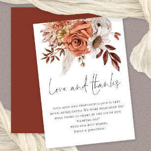 Carte Rustic Terracotta Florals Amour Merci Mariage