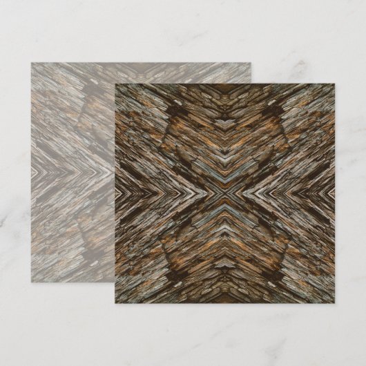 Carte Rustic Tree Bark Photo Southwest Diamond Pattern (Devant / Derrière)