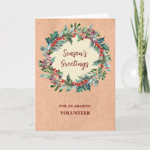Carte Rustic Volunteer Christmas Holiday Card