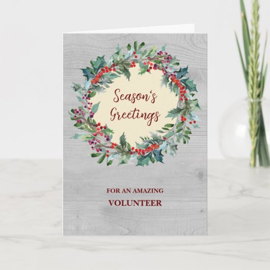Carte Rustic Volunteer Christmas Holiday Card (Devant)
