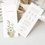 Carte Rustic Watercolor Jour de mariage Timeline & Détai<br><div class="desc">Le design présente un délicat bouquet de verdure aquarelle et de fleurs, chardon, marguerite, fougère bleu poussiéreuse et gazon de pampas séché. Conçu pour coordonner avec pour la collection de Faire-part de mariage "VERONICA". Pour modifier les détails, cliquez sur "Personnaliser". Pour déplacer le texte ou modifier la taille, la police...</div>