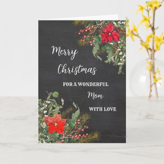 Carte Rustic Watercolor Maman Joyeux Noël (Fleur jaune)