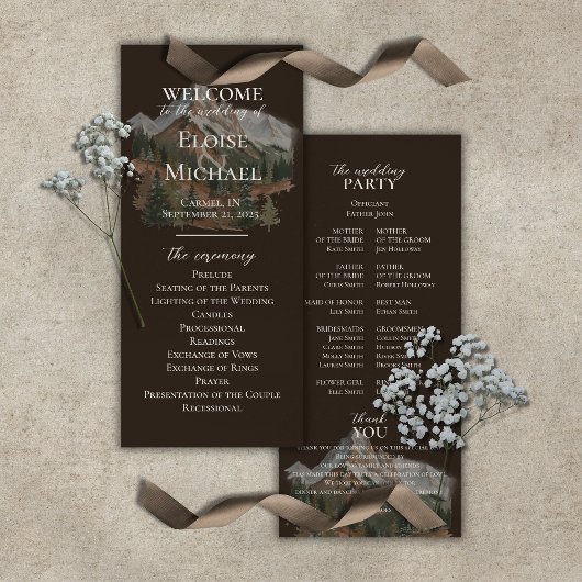 Carte Rustic Watercolor Mountain Ceremony Program