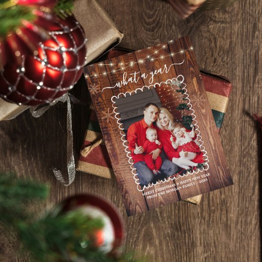 Carte Rustic What a Year Photo Collage Noël