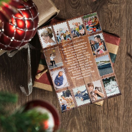 Carte Rustic What a Year Photo Collage Noël