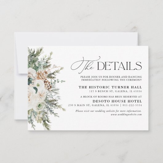 Carte Rustic Winter Pinecone Mariage Détails (Devant)