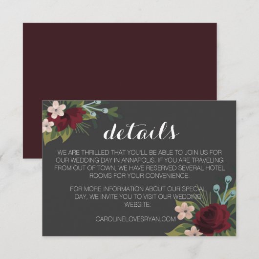 Carte Rustic Winter Wedding Details (Devant / Derrière)