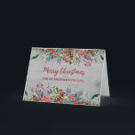 Carte Rustic Wood Brother Joyeux Noël<br><div class="desc">Joyeux Noël pour carte de frère avec un motif en bois rustique et aquarelle feuillage de forêt.</div>