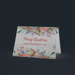 Carte Rustic Wood Brother Joyeux Noël<br><div class="desc">Joyeux Noël pour carte de frère avec un motif en bois rustique et aquarelle feuillage de forêt.</div>