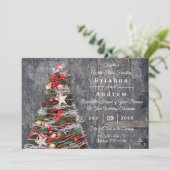 Carte Rustic Wood Country Christmas Tree Stars Mariage (Debout devant)