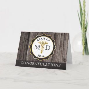 Carte Rustic Wood Doctor Graduation Félicitations