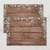 Carte Rustic Wood Floral Cascade Détails Mariage (Devant / Derrière)