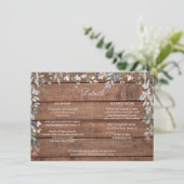 Carte Rustic Wood Floral Cascade Détails Mariage (Debout devant)