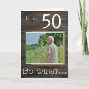 Carte Rustic Wood Inspirational 50th Birthday Photo