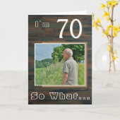 Carte Rustic Wood Inspirational 70th Birthday Photo (Fleur jaune)