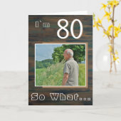 Carte Rustic Wood Inspirational 80th Birthday Photo (Fleur jaune)