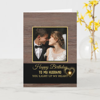 Carte Rustic Wood plank Happy Birthday to my Husband 