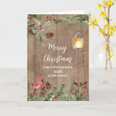 Carte Rustic Wood Son & Famille Joyeux Noël (Fleur jaune)