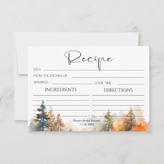 Carte Rustic Woodland Automne Recette (Devant)