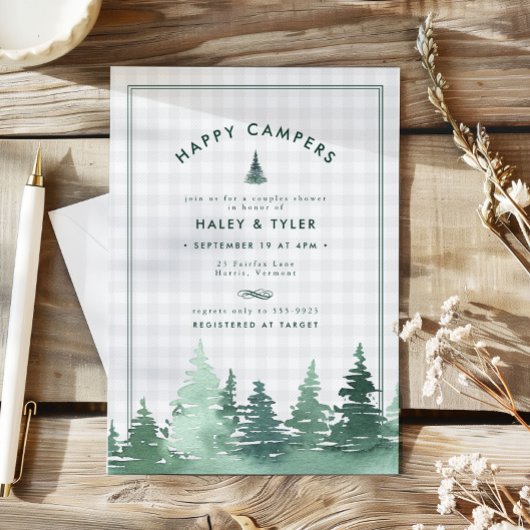 Carte Rustic Woodland Camping Aventure Couples Douche