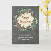 Carte Rustic Wreath Friend & Family Joyeux Noël (Fleur jaune)