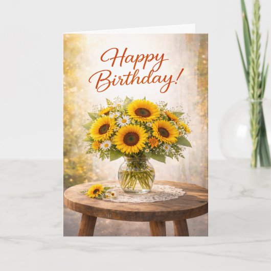 Carte Rustic Yellow Sunflower Birthday (Devant)