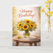 Carte Rustic Yellow Sunflower Birthday (Fleur jaune)