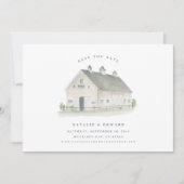 Carte rustique aquarelle grange mariage enregistrer la d (Devant)