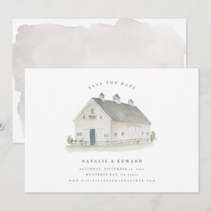 Carte rustique aquarelle grange mariage enregistrer la d