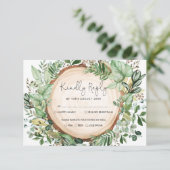 Carte Rustique aquarelle verte Mariage de forêt RSVP (Debout devant)