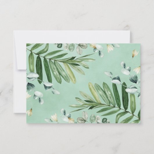 Carte Rustique aquarelle verte Mariage de forêt RSVP (Dos)