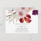 Carte Rustique automne Citrouille Figs Fleurs Mariage (Devant / Derrière)