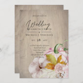 Carte Rustique automne Citrouille Figs Fleurs Mariage (Devant / Derrière)