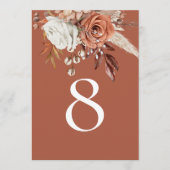 Carte Rustique Automne Florals Terracotta Numéro de tabl (Devant)
