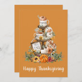 Carte Rustique Autumn Citrouille Bon thanksgiving Orange (Devant / Derrière)