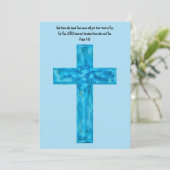 Carte Rustique Blue Watercolor Cross Faith Flat No (Debout devant)