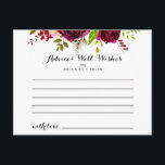 Carte Rustique Blush Bourgogne Floral Mariage<br><div class="desc">Cette carte de conseil aux mariages floraux bordeaux rustiques est parfaite pour un mariage moderne. Le design est composé de fleurs rose, rousse, rouge, bordeaux et bordeaux à aquarelle avec feuillage vert. Ces cartes sont parfaites pour un mariage, une douche nuptiale, un baby shower, une fête de remise de diplômes...</div>