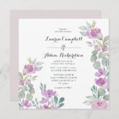 Carte Rustique Blush rose Eucalyptus Mariage Invi (Devant / Derrière)