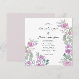 Carte Rustique Blush rose Eucalyptus Mariage Invi
