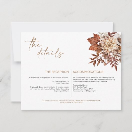 Carte Rustique Bohême Terracotta Floral Détails (Devant)