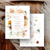 Carte Rustique Boho Aquarelle Floral Garden Mariage