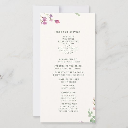 Carte Rustique Boho Fleur sauvage d'aquarelle (Dos)