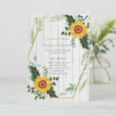 Carte Rustique BOHO Sunflowers Mariage de verdure (Debout devant)