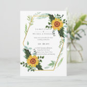 Carte Rustique BOHO Sunflowers Mariage de verdure (Debout devant)