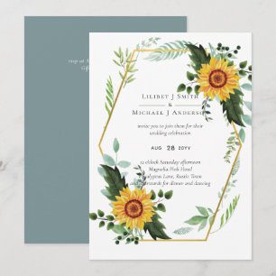 Carte Rustique BOHO Sunflowers Mariage de verdure